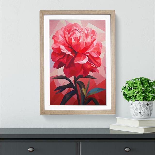 Peony Flower Constructivism - Single Picture Frame Print on Wood Marlow Home Co. Size: 46cm H x 34cm W x 2cm D, Format: Oak Framed on Productcaster.