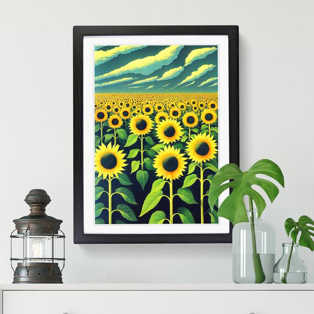 Sunflower Field Art - Single Picture Frame Painting Brambly Cottage Size: 34cm H x 25cm W x 2cm D, Frame Option: Black on Productcaster.