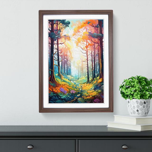 Spring Forest Futurism - Single Picture Frame Print on Wood Alpen Home Format: Walnut Framed, Size: 64cm H x 46cm W x 2cm D on Productcaster.