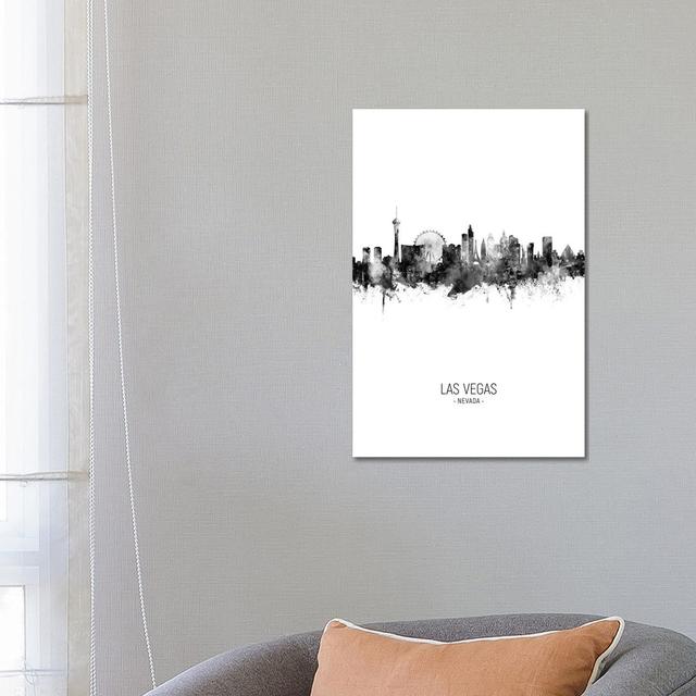 Las Vegas Nevada Skyline Portrait Black And White by Michael Tompsett - Wrapped Canvas Graphic Art ClassicLiving Size: 45.72cm H x 30.48cm W x 1.91cm on Productcaster.