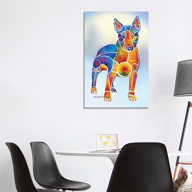 Bull Terrier Dog On Background by Jo Lynch - Wrapped Canvas Gallery-Wrapped Canvas Giclée ClassicLiving Size: 101.6 cm H x 66.04 cm W x 1.9 cm D on Productcaster.