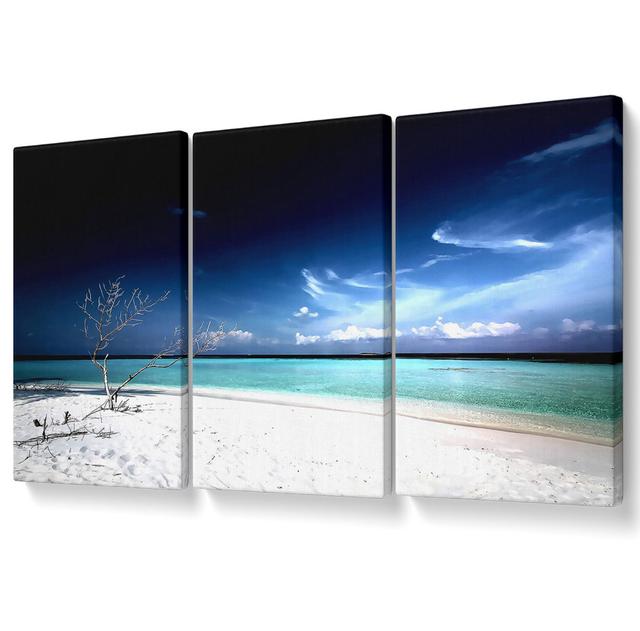 Perfect White Sands In The Dark Blue Skies Canvas 3 Panel Set Highland Dunes Size: 50.8cm H x 106.6cm W on Productcaster.