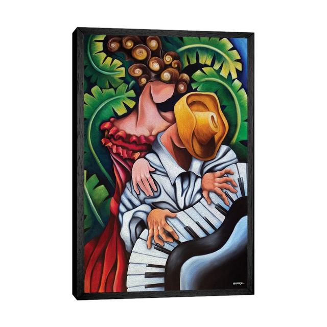 Piano Guajiro by Dixie Miguez - Floater Frame Painting on Canvas Rosalind Wheeler Frame Option: Black Framed, Size: 66.04cm H x 45.72cm W x 3.81cm D on Productcaster.