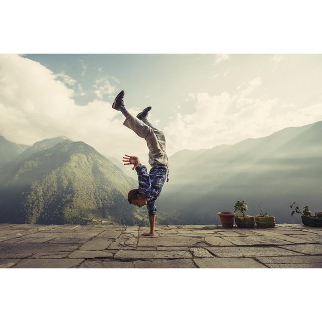 Man Handstand in Mountain by Annatamila - Wrapped Canvas Photograph Marlow Home Co. Size: 20cm H x 30cm W on Productcaster.