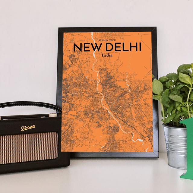 New Delhi City Map - No Frame Print East Urban Home Size: 70.1cm H x 50cm W x 0.1cm D on Productcaster.