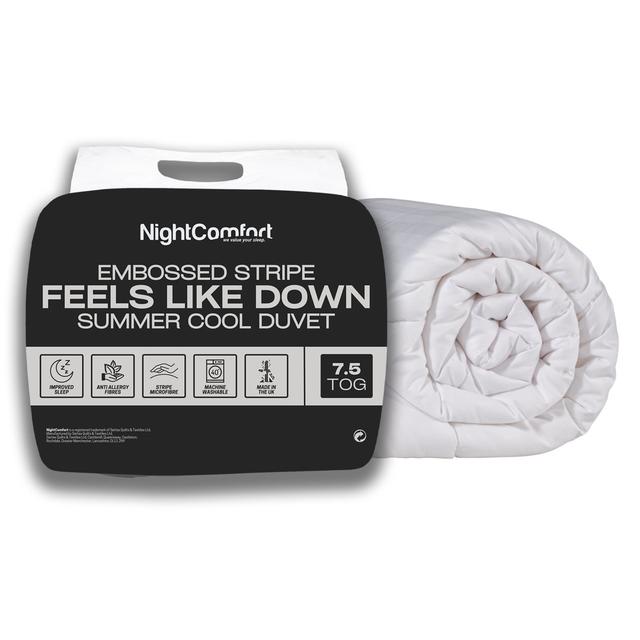 NightComfort Feels Like Down Summer 7.5 Tog Duvet Microfibre Satin Stripe Quilt NightComfort Size: Single on Productcaster.