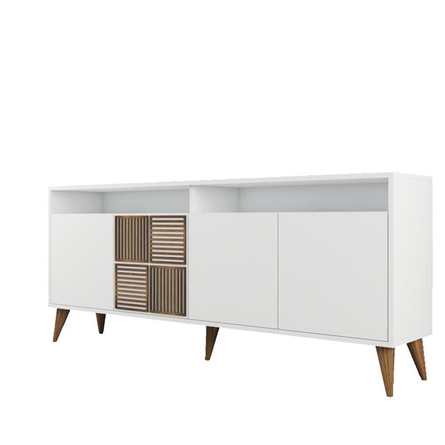 Adrius 180Cm Console Table Hashtag Home Size: 78.6 H x 160 W x 35 D cm, Table Base Colour: White, Table Top Colour: White on Productcaster.