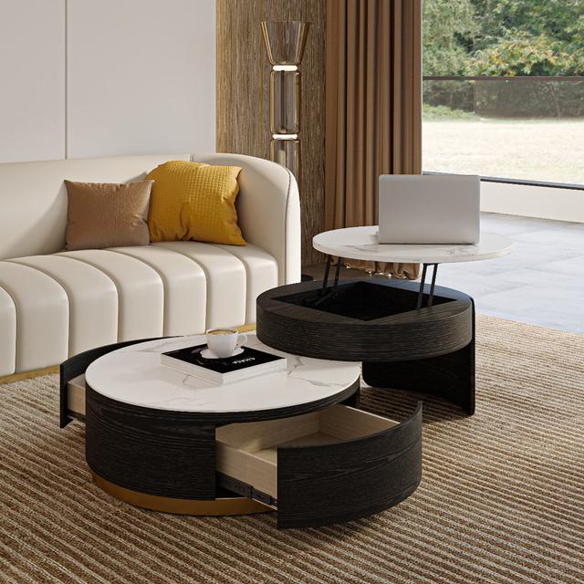 Atilio Coffee Table Canora Grey Table Base Colour: Black/Gold on Productcaster.