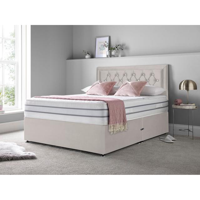 Annalise Memory Foam Divan Bed Set Rosdorf Park Size: Small Single (2'6), Colour: Silver, Storage Type: Foot-end Drawers on Productcaster.