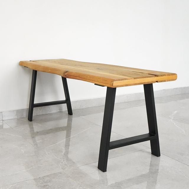 Solid Oak Wood Bench With Steel Legs Alpen Home Colour: Natural Oil, Size: 49cm H x 140cm W x 40cm D on Productcaster.