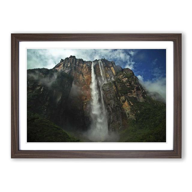 Landscape Angel Falls Waterfall Framed Photographic Print East Urban Home Frame Colour: Walnut on Productcaster.