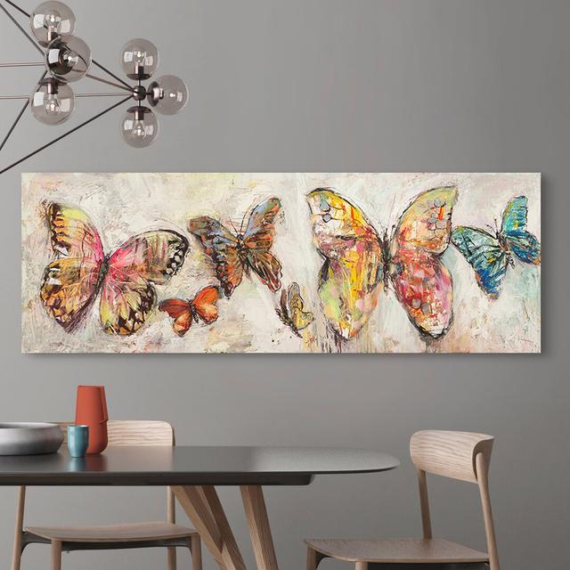 Leinwandbild Flying Butterflies von Luigi Florio Ebern Designs Größe: 35 cm H x 100 cm B x 4 cm T on Productcaster.