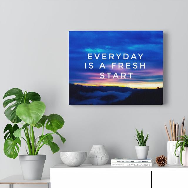 Everyday Is A Fresh Start - Wrapped Canvas Print Blue Elephant Size: 20cm H x 25cm W on Productcaster.