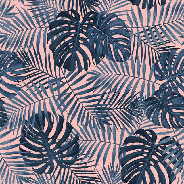 Tropical Seamless Pattern With Green Palm Leaf Background. 17 Stories Size: 76cm H x 76cm W x 3.8cm D on Productcaster.