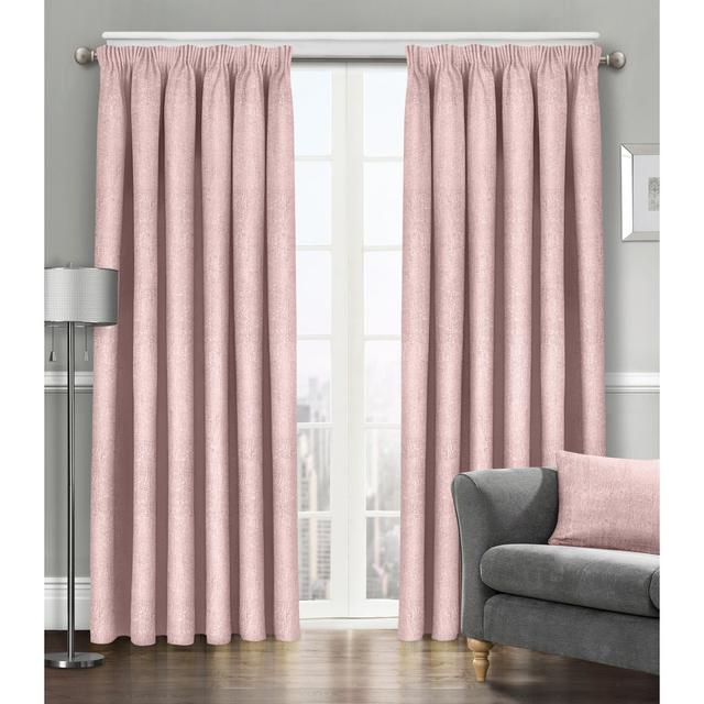 Faliha Polyester Pinch Pleat Curtain Panel 17 Stories Panel Size: 66cm Width x 54cm Drop, Curtain Colour: Blush Pink on Productcaster.