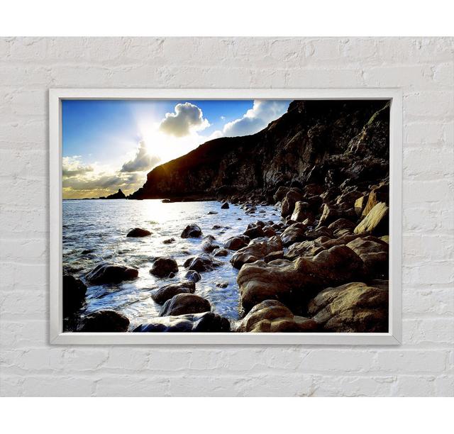 Sun Kissed Ocean Rocks - Single Picture Frame Art Prints on Canvas Bright Star Size: 100cm H x 141.4cm W x 3.3cm D on Productcaster.