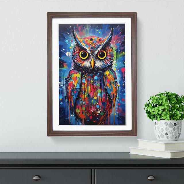 Owl Abstract - Single Picture Frame Print on Wood Big Box Art Frame Colour: Walnut Framed, Size: 34cm H x 25cm W x 2cm D on Productcaster.