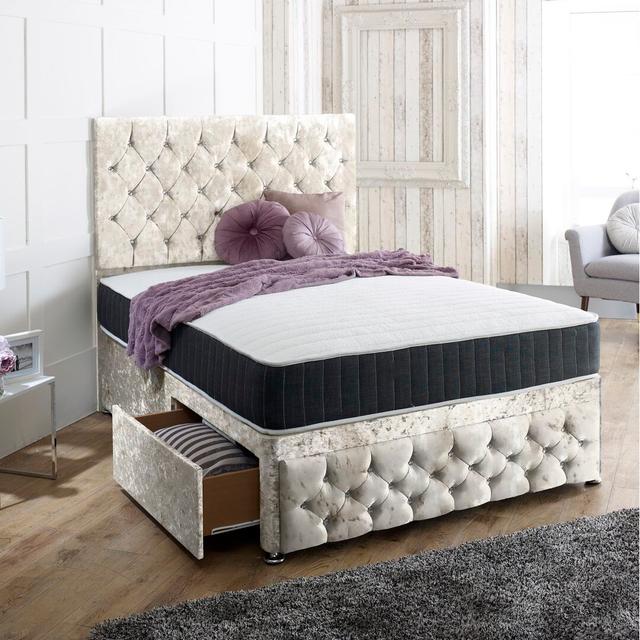 Baty Divan Bed Rosdorf Park Size: Kingsize (5'), Colour: Champagne, Storage Type: No Drawers on Productcaster.