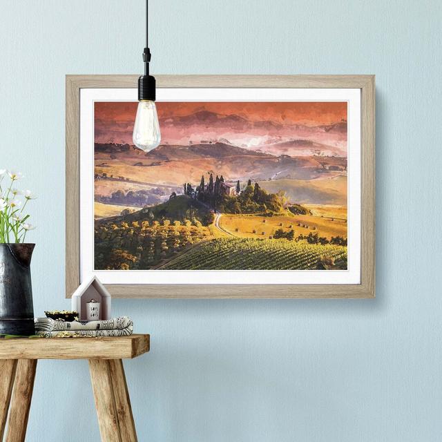 View over Tuscany in Italy in Abstract - Picture Frame Graphic Art Print on MDF East Urban Home Frame Option: Oak, Size: 35cm H x 50cm W x 2cm D on Productcaster.