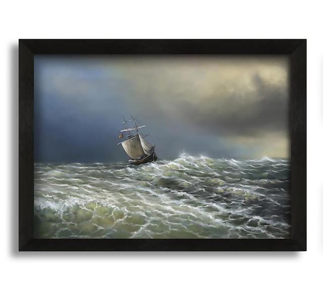 Rough Seas Ship - Picture Frame Graphic Art on Canvas Longshore Tides Size: 21cm H x 30cm W x 10cm D on Productcaster.