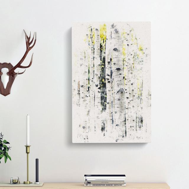 A Yellow Birch Tree Forest - Wrapped Canvas Painting Print East Urban Home Size: 76cm H x 50cm W x 3cm D on Productcaster.