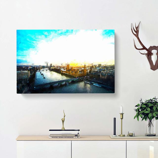 Big Ben and the London Skyline - Wrapped Canvas Painting Print East Urban Home Size: 50cm H x 76cm W x 3cm D on Productcaster.