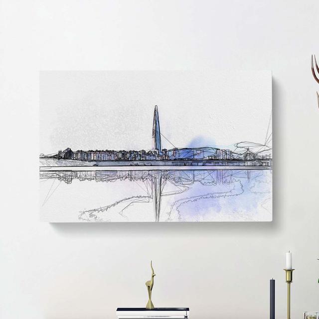 Seoul Skyline In South Korea In Abstract - Wrapped Canvas Print East Urban Home Size: 50cm H x 76cm W x 3cm D on Productcaster.