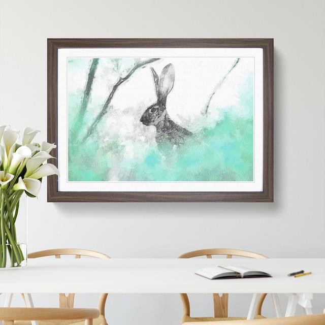 FRM-B-1272X The Alert Hare in Green - Picture Frame Painting East Urban Home Size: 48cm H x 65cm W x 2cm D, Frame Option: Walnut Framed on Productcaster.