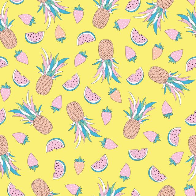 Funny Seamless Tropical Fruits by Yulia337 - Wrapped Canvas Print 17 Stories Size: 76cm H x 76cm W on Productcaster.