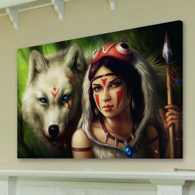 Princess Mononoke by Jonas Jödicke - Wrapped Canvas Graphic Art Print East Urban Home Size: 30cm H x 45cm W on Productcaster.