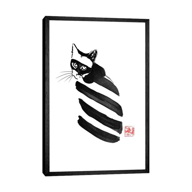 Zebra Cat by Péchane - Print on Canvas Bloomsbury Market Format: Black Framed, Size: 152.4cm H x 101.6cm W x 3.81cm D on Productcaster.