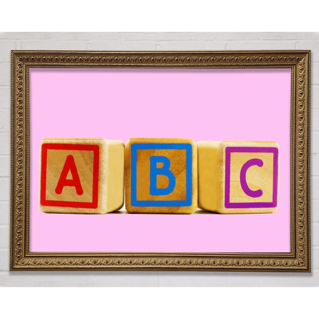 Drei Alphabet-Blöcke Babyblau - Druck Ebern Designs Größe: 84,1 cm H x 118,9 cm B x 3 cm T, Farbe: Rosa on Productcaster.