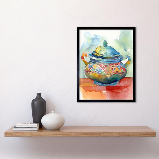 Soup Tureen With Patterns Folk Art Art Print Framed Poster Wall Decor 12x16 inch Marlow Home Co. on Productcaster.