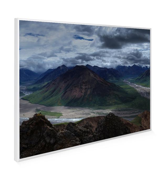 995X1195 Mountain Landscape NXT Gen Infrared Heating Panel 1200W Mirrorstone Radiator Colour: Black on Productcaster.