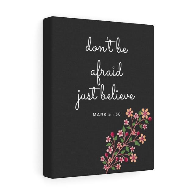 Just Believe Mark 5:36 - Wrapped Canvas Print Blue Elephant on Productcaster.