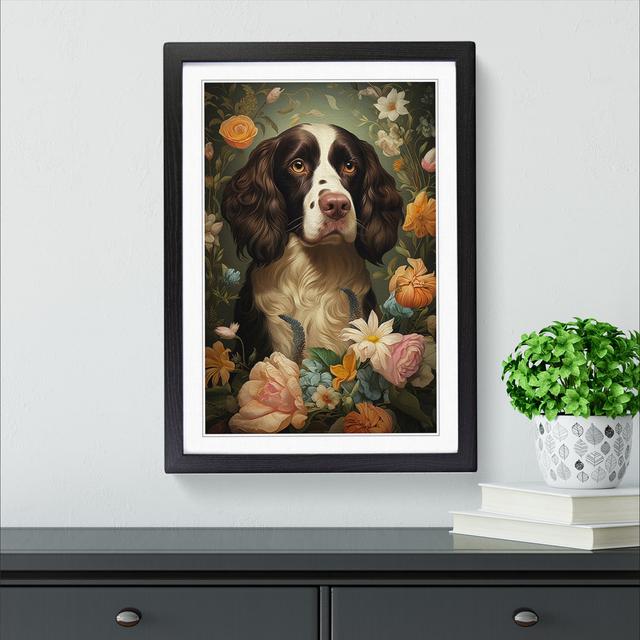 English Springer Spaniel Rococo - Single Picture Frame Print on Wood Marlow Home Co. Frame Colour: Black, Size: 46cm H x 34cm W x 2cm D on Productcaster.