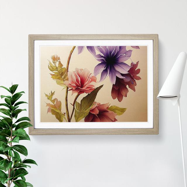 Stunning Watercolour Flowers - Picture Frame Graphic Art Marlow Home Co. Size: 25cm H x 34cm W x 2cm D, Frame Colour: Oak Framed on Productcaster.