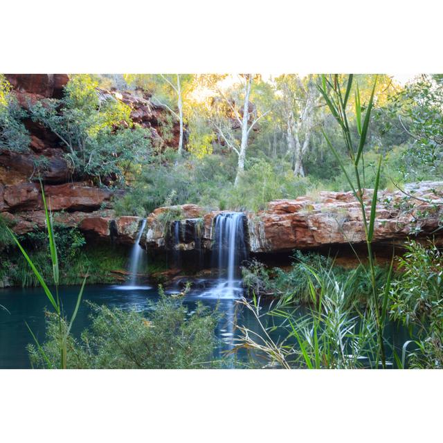 Hokendauqua Waterfall Into River - Wrapped Canvas Print Alpen Home Size: 30cm H x 46cm W x 3.8cm D on Productcaster.