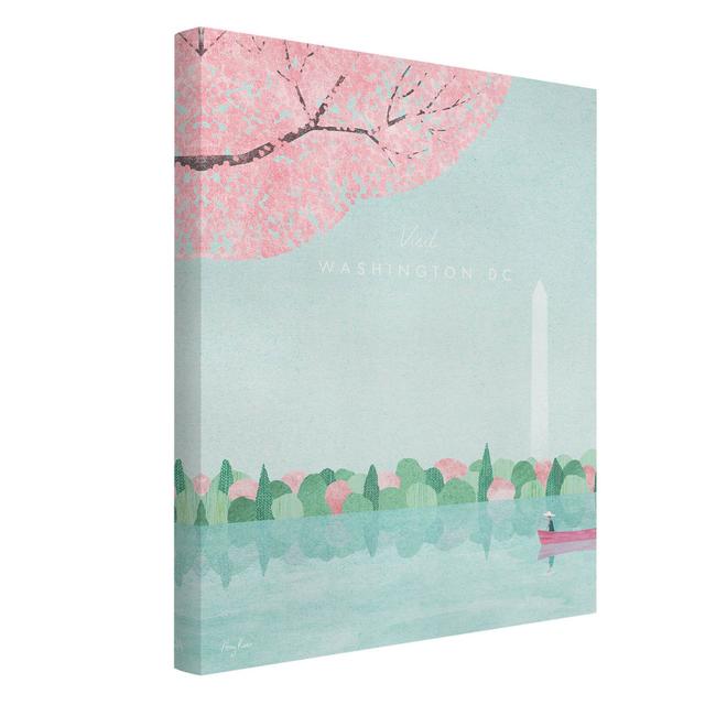 Travel Poster - Washington DC - Wrapped Canvas Graphic Art Rosalind Wheeler Size: 80cm H x 60cm W, Format: 260g/m² canvas on Productcaster.