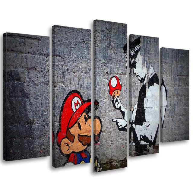 Canvas Print Banksy Mario Graffiti Feeby Size: 100cm H x 200cm W on Productcaster.