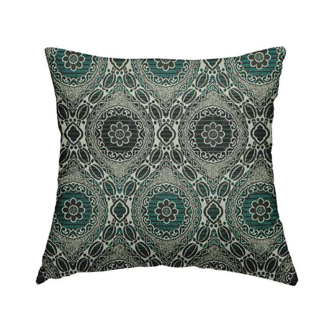 Daenerys Cushion with Filling Latitude Vive Colour: Silver/Black/Teal, Size: 28cm H x 28cm W x 5cm D on Productcaster.