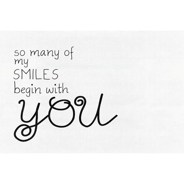 So Many Smiles Writing by Unknown - Wrapped Canvas Typography Print Happy Larry Size: 61cm H x 91cm W x 3.8cm D on Productcaster.