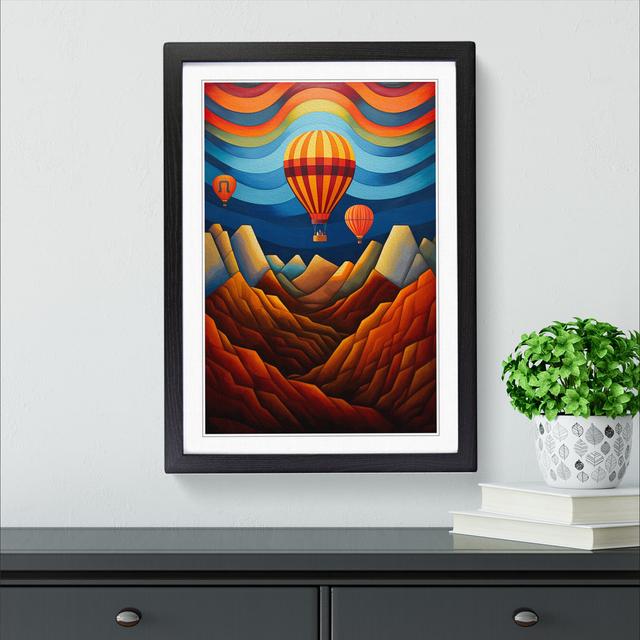 Hot Air Balloon Art Deco No.2 - Single Picture Frame Print on Wood Big Box Art Size: 64cm H x 46cm W x 2cm D, Frame Colour: Black Framed on Productcaster.