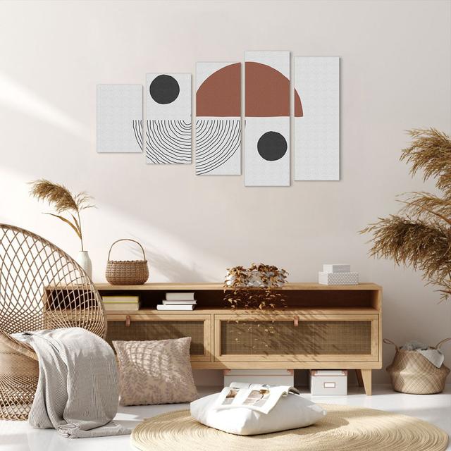 Abstraction Figures Geometric - 5 Piece Wrapped Canvas Graphic Art Corrigan Studio Size: 60cm H x 100cm W x 1.8cm D on Productcaster.