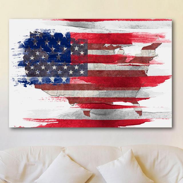 American Map Graphic Art Wrapped on Canvas East Urban Home Size: 76cm H x 114cm W on Productcaster.