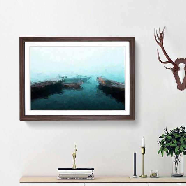 Fishing Boats in Varanasi India in Abstract - Picture Frame Graphic Art Print East Urban Home Size: 62cm H x 87cm W x 2cm D, Frame Option: Walnut Fram on Productcaster.