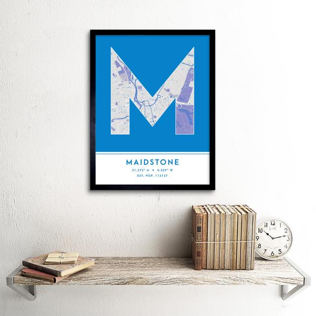 Maidstone City Map Maidstone England United Kingdom City Map Blue - Single Picture Frame Typography Wee Blue Coo on Productcaster.