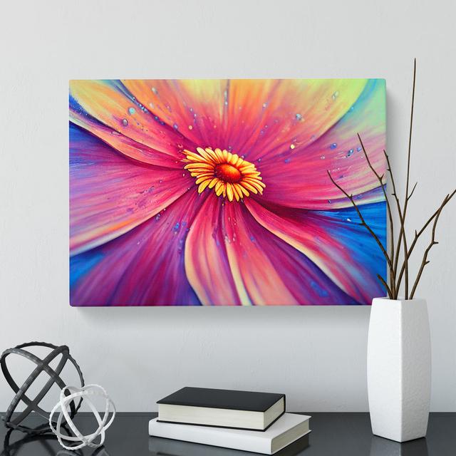 Dripping Paint Daisy Flower Abstract - Wrapped Canvas Graphic Art Marlow Home Co. Size: 35cm H x 50cm W on Productcaster.