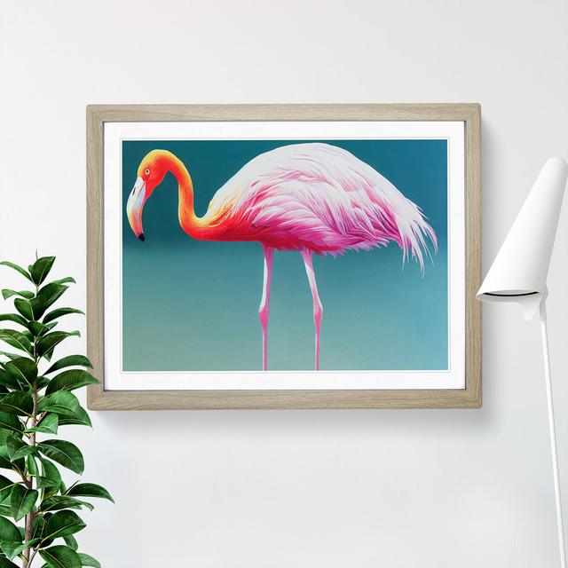 Euphoric Flamingo - Single Picture Frame Painting 17 Stories Frame Colour: Oak, Size: 46cm H x 64cm W x 2cm D on Productcaster.