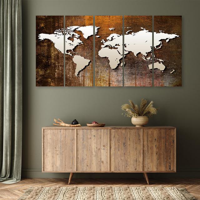 Leinwandbild World Map Vintage Brown Williston Forge Größe: 60 cm H x 150 cm B on Productcaster.